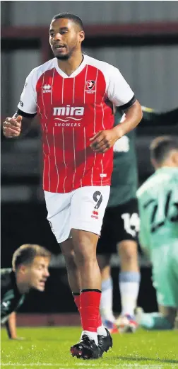  ??  ?? Reuben Reid after scoring against his former club Plymouth Argyle in the EFL Trophy earlier this season