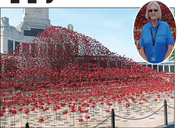  ??  ?? Moving tribute: The Poppy Wave on Plymouth Hoe and (inset) Jill Hassall