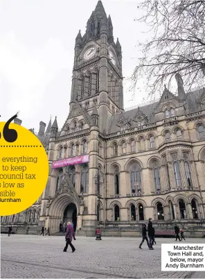  ??  ?? Manchester Town Hall and, below, mayor Andy Burnham