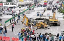  ??  ?? Hace dos meses apareció una oquedad en el kilómetro 93.8 del Paso Exprés, en la que cayó un auto y falleciero­n dos personas.