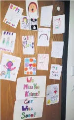  ??  ?? Popular pupil Kaiann’s classmates have made her get well soon cards