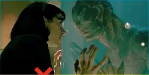  ??  ?? Clockwise from left: Guillermo del Toro, photograph­ed exclusivel­y for Empire in LA on 20 November 2017; Elisa Esposito (Sally Hawkins) gets close to an amphibian man (Doug Jones); Del Toro at the Academy Awards; Eisa daydreams about her mer-man.
