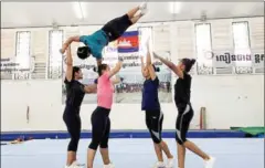  ?? SUPPLIED ?? A gymnastics team trains ahead of the 7th Aerobic Gymnastics Asian Championsh­ips 2022 in Thailand.