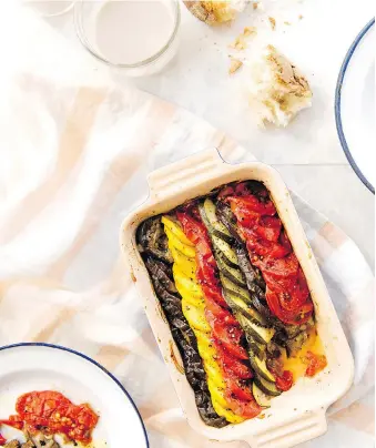  ?? PHOTOS: KYLA ZANARDI/APPETITE ?? Teacher and author Mardi Michels offers three versions of ratatouill­e in her new cookbook, In the French Kitchen with Kids. The recipes are all kid-tested, family-friendly creations.
