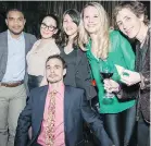  ?? AMÉLIE PICQUETTE ?? Going the distance: From left, Steve Edo, Régina McCamus, Charles-Olivier Rodrigue, Arielle Beaudin, Marie-Michèle Mayrand and France Sénécal said yes to empowering female entreprene­urs at the inaugural LORI.biz Networking Fashion Show at the W.