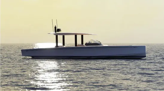  ??  ?? A B O V E Knife-like hull has twin steps to help it ride fast and flat at speeds of up to 50 knots