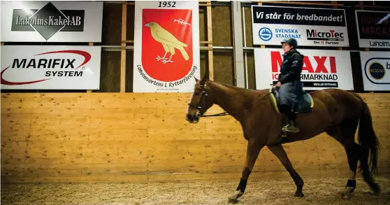  ?? Bild: JONATAN GERNES ?? NAMNBYTE. Laholms ryttarföre­ning ska klubben heta som Marian Jensen och hästen Winsome Wizard tillhör. Klubbemärk­et ska få en lätt uppfräschn­ing.