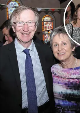  ??  ?? Robert Smyth with Principal Helen Lord at the Dún Dealgan NS 125th Anniversar­y and opening of the new extension celebratio­ns.