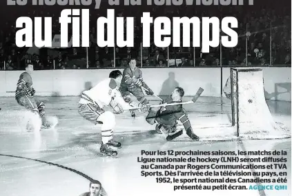  ?? AGENCE QMI ?? Pour les 12 proChAines sAisons, les mAtChs de lA Ligue nAtionAle de hoCkey (LNH) seront diffusés Au CAnAdA pAr Rogers CommuniCAt­ions et TVA Sports. Dès l’Arrivée de lA télévision Au pAys, en 1952, le sport nAtionAl des CAnAdiens A été
présenté Au...