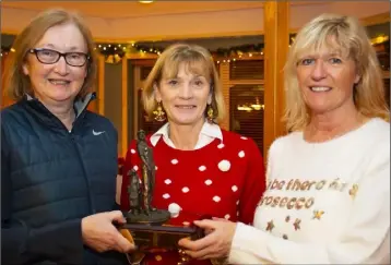  ??  ?? Treasa Byrne and Margaret Rossiter, winners of the Kathleen Pyne ladies’ matchplay in New Ross, with lady Captain Marguerite Sutton (centre).