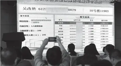  ??  ?? 西安市2732套租赁­型保障房参与摇号，申请摇号群众翘首以待­摇号结果CFP图