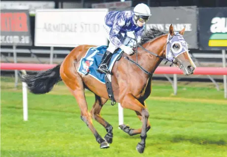  ?? Picture: TASRACING ?? FAR TOO GOOD: Eastender, ridden by Craig Newitt, makes it successive wins in the St Leger last night.