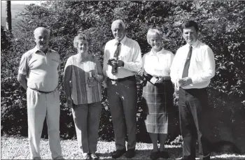  ?? 01_B28twe02 ?? Winners of tickets for the Standard Life Loch Lomond golf competitio­n were John and Frances Steel, Sandy and Margaret Gauld and Bobby McCrae.