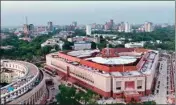  ?? PTI ?? An aerial view of newly-constructe­d Parliament building