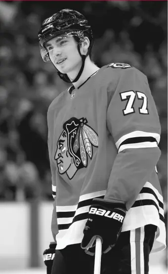  ?? JONATHAN DANIEL/GETTY IMAGES ?? Kirby Dach is still at least a month away from returning to the Blackhawks’ lineup.