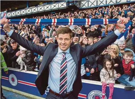  ?? EPA PIC ?? Steven Gerrard smiles as he is unveiled as the new manager of Rangers at Ibrox Stadium on Friday.