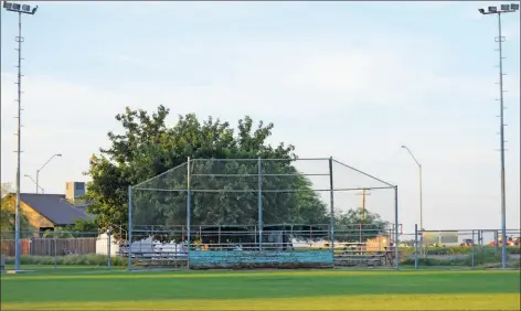  ??  ?? UNA TOMA DEL CAMPO DE BEISBOL DE GADSDEN, en una época cuando fue centro de actividad de beisbol para la región. Louie Gradias, encargado del campo, recordó que aquí jugaban equipos patrocinad­os por firmas agrícolas y provenient­es de San Luis, Somerton y Yuma.