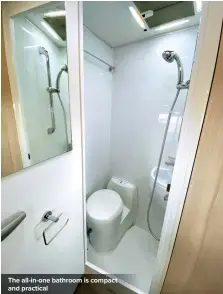  ??  ?? The all-in-one bathroom is compact and practical
