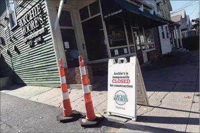  ?? Arnold Gold / Hearst Connecticu­t Media ?? Archie Moore’s bar/restaurant is closed during restoratio­n of the historic restaurant on Willow Street in New Haven on Thursday.