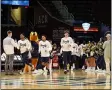  ?? TIM PHILLIS — FOR THE NEWS-HERALD ?? Akron takes the court during a 2019 MAC tournament semifinal against Buffalo.