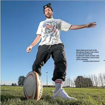  ??  ?? Marty McKenzie back at the Woodlands Rugby Club, which he will captain during Southland’s 2020 premier club rugby competitio­n which kicksoff on Saturday.