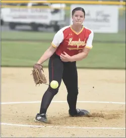  ?? MEDIANEWS GROUP FILE PHOTO ?? Haverford’s Emma Taylor, seen pitching in a PIAA Class 6A state quarterfin­al last spring against Spring-Ford, was in fine form Friday, notching her 300th career strikeout in a win over W.C. East.