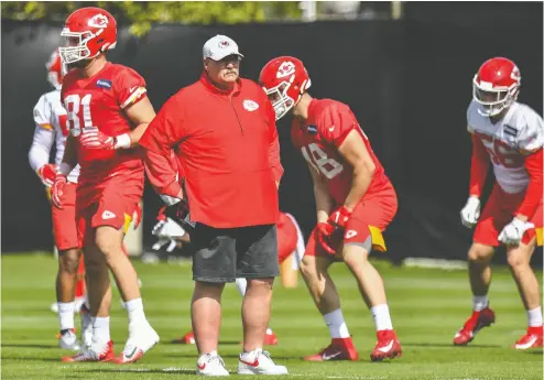  ?? Mark Brown / Gett y Images ?? Kansas City’s Andy Reid and other coaches won’t be able to have on-field interactio­n with players, at least for now.