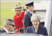  ?? THE CANADIAN PRESS ?? British Prime Minister Theresa May arrives in Ottawa, Canada, for bilateral trade talks on Monday amid reports of friction back home over Brexit.