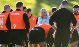  ?? England. Photograph: Ben Evans/Huw Evans/Shuttersto­ck ?? Warren Gatland in training with his Wales players, whom he backs to be ‘up for it’ against