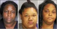  ?? PHOTO COURTESY OF LIMERICK POLICE ?? From left, Tashena Speights, 40, Chanelle Wilson, 25, and Lakisha Hayes, 38, all of Philadelph­ia.