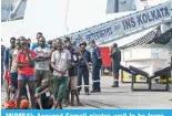  ?? ?? MUMBAI: Accused Somali pirates wait to be transferre­d to police custody at the Indian naval dockyard in Mumbai on March 23, 2024. — AFP