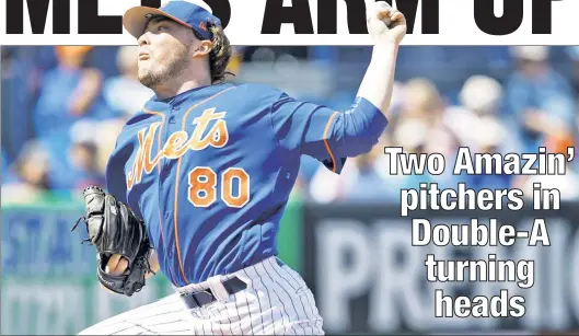  ?? Getty Images ?? GOOD ROLE MODEL: Mets prospect P.J. Conlon said he would like to emulate the pitching style of Johan Santana.