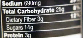  ?? THE ASSOCIATED PRESS ?? The label on a can of tomato soup is shown in Zelienople, Pa. The U.S. Food and Drug Administra­tion is giving its nod for many of the ingredient­s that companies already use to pump up fiber to be counted as such on the new Nutrition Facts panel, which...