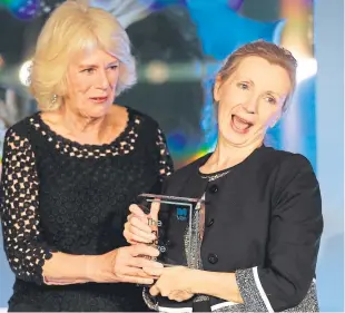  ?? PA. ?? The Duchess of Cornwall and Anna Burns on stage at the Guildhall in London after she was awarded the Man Booker Prize for Fiction.