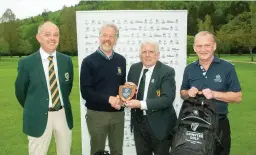  ??  ?? L-R: Paul Phelan, Captain of Woodenbrid­ge, Nick Donnelly, Captain of Waterford and John Finnegan, Committee member. Missing from the photo are team members Eamon Cleary and Paul Long