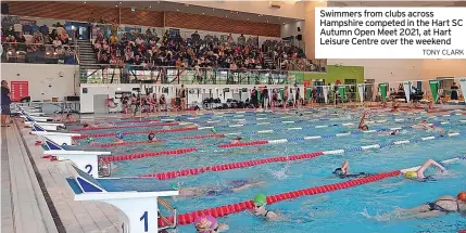  ?? TONY CLARK ?? Swimmers from clubs across Hampshire competed in the Hart SC Autumn Open Meet 2021, at Hart Leisure Centre over the weekend