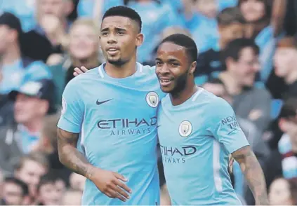  ?? Picture: Reuters ?? PROLIFIC. Manchester City’s Gabriel Jesus and team-mate Raheem Sterling were in scoring touch as they saw off Stoke City in their English Premier League match at the Etihad on Saturday.
