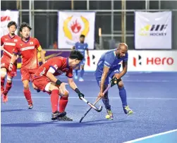  ?? ?? Action during India-Japan match in Asia Cup hockey