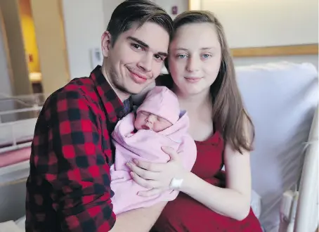  ?? DAN JANISSE ?? The region’s first baby of the year was born on Monday at 2:22 a.m. Skylar Louise Quiring Abbott was born to proud parents Andrew Wallace-Abbott and Christina Quiring at the Windsor Regional Hospital Met Campus.