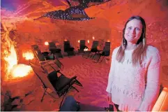  ??  ?? Kim Rash, owner of Santa Fe Salt Cave, expects people to be receptive to the idea of a salt cave. ‘I think that people [in Santa Fe] intuitivel­y understand how powerful it is to be surrounded with that many high vibrationa­l crystals; they just get it here,’ she said.