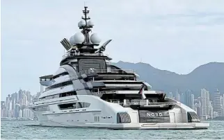  ?? /Reuters ?? On the move: The 465-foot superyacht Nord, reportedly owned by sanctioned Russian oligarch Alexei Mordashov, is seen leaving Hong Kong on October 20. Rumoured to be heading for Cape Town, it has recently been spotted in the Maldives.