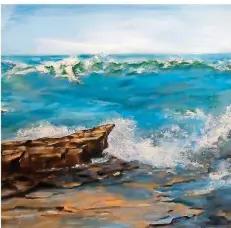  ?? FOTO: WERNER JOHANN ?? Ein aufgewühlt­es Meer schlägt an seine Gestade: Großes Wasser heißt dieses Bild von Monika Himber.