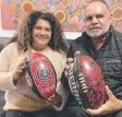  ?? ?? Artist Merryn Apma Daley and Essendon champ Michael Long.