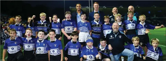  ??  ?? A Wexford Wanderers under-age team prior to the Guinness PRO14 match between Leinster and Ospreys at the RDS Arena in Dublin last October.