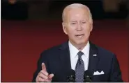  ?? EVAN VUCCI — THE ASSOCIATED PRESS ?? President Joe Biden speaks about the latest round of mass shootings, from the East Room of the White House in Washington on Thursday. Biden is attempting to increase pressure on Congress to pass stricter gun limits after such efforts failed following past outbreaks.