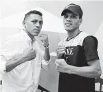  ??  ?? Los colombiano José Jiménez (i) y José Soto pelearán por el cetro latino mosca OMB.
