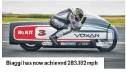  ?? ?? Biaggi has now achieved 283.182mph