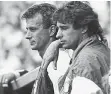  ?? FOTO: RZEPKA ?? Erste Trainersta­tion: Chef Horst Wohlers (rechts) und Rainer Bonhof als sein Assistent in Uerdingen.