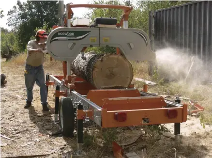  ??  ?? there are many sizes of mills and options to choose from. this manual mill without hydraulics to assist with log handling can handle logs as big as 36 inches in diameter.