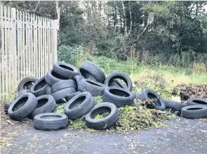  ??  ?? Dumped The tyres at Durrocksto­ck
Park have now been cleared